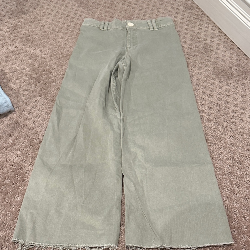Zara Girls Olive Green Wide-Leg Jeans